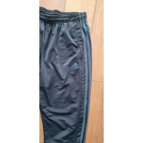 Adidas Warm Up Track Pants Large Prime Green 3 Stripes Drawstring Ankle Zip Navy - Picture 3 of 10